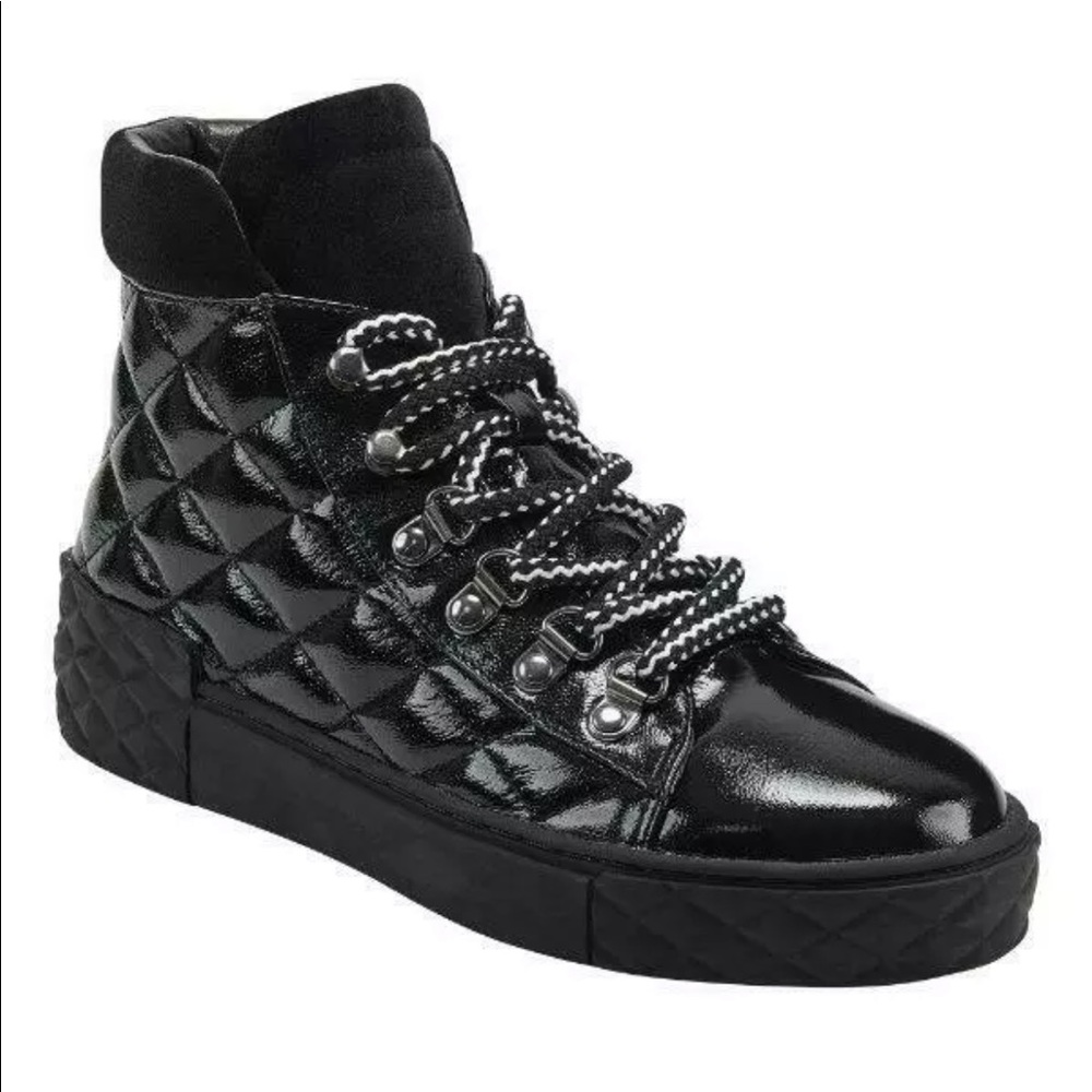 Marc Fisher Dulce Quilted Patent‎ Leather Lace Up High Top Sneakers - Picture 9 of 13
